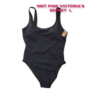 NWT Victoria's secret PINK one piece swimsuit black L